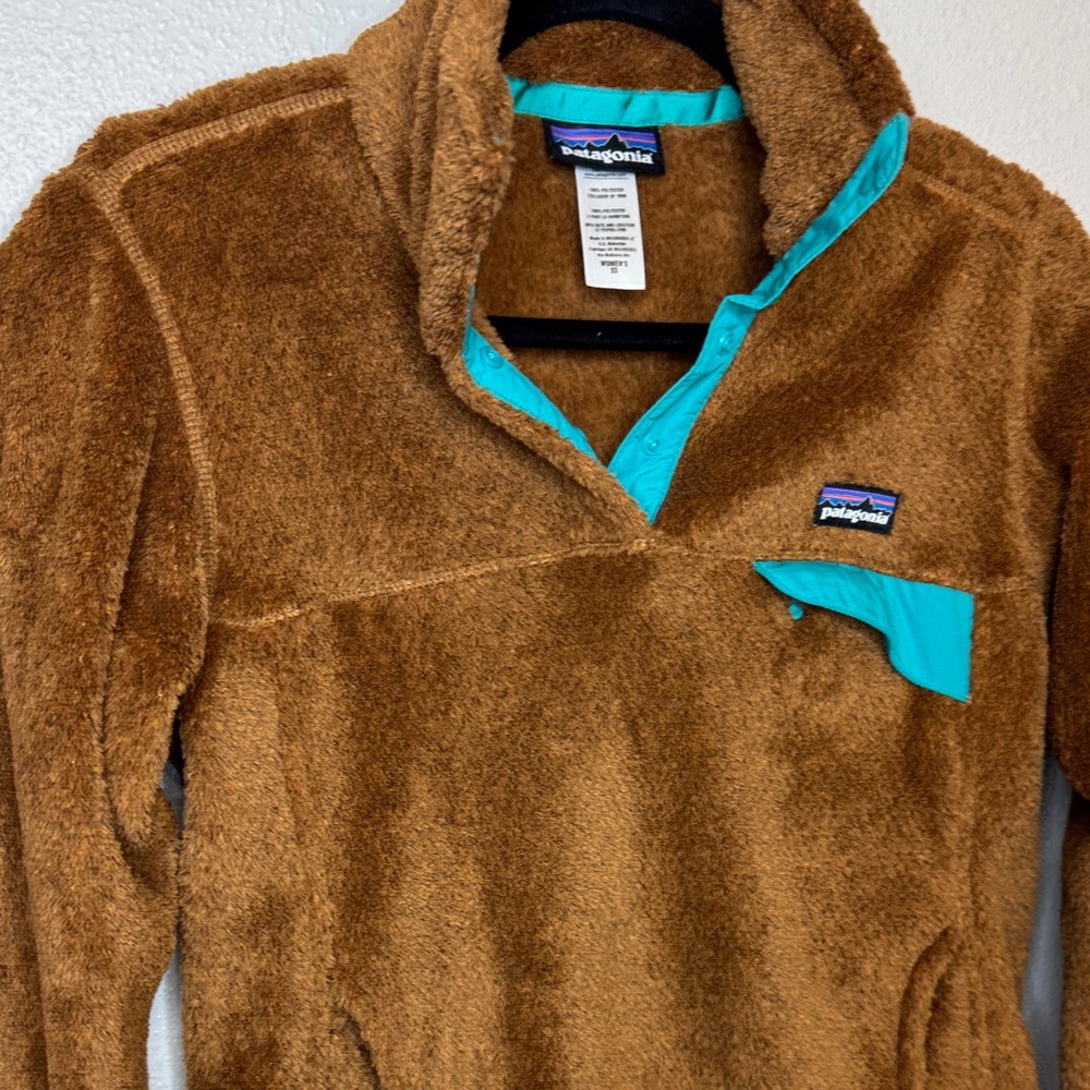 Patagonia Synchilla Fleece Pullover XS Brown‎ Teal Snap-T Style - Picture 6 of 12